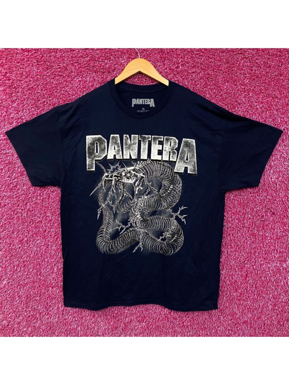 Pantera Dark Navy Blue Electrified Snake Skeleton T-Shirt XL
